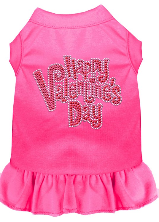 Happy Valentines Day Rhinestone Dress Bright Pink XS